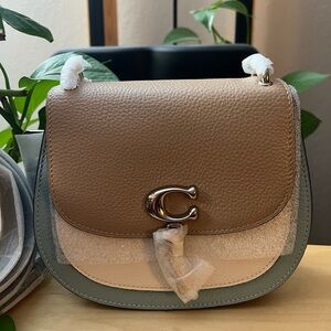 NEW Remi Saddle Bag In Colorblock Taupe Multi